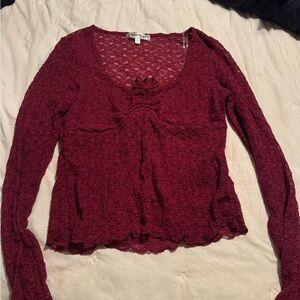 Madden Girl Burgundy Lace Blouse